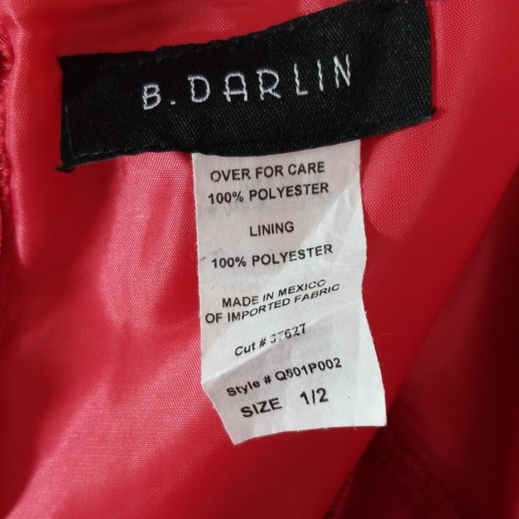 B Darlin 1/2 Red Strapless Dress Pockets Juniors - Picture 7 of 7